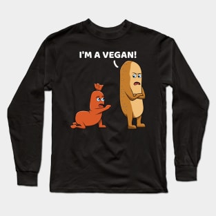 Funny Vegan Sausage Bun Bread Hot Dog Long Sleeve T-Shirt